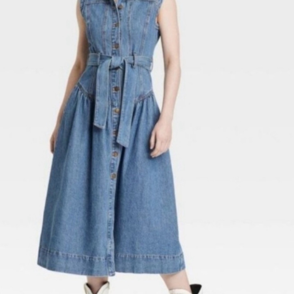 Universal Thread Blue Sleeveless V-neck Midi Dress